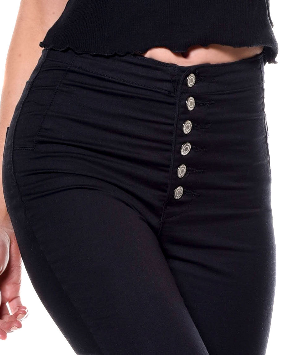 Jeans tiro alto botones - TRICOT