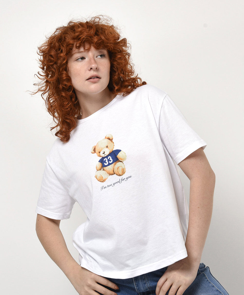 Remera mujer estampada oso teddy