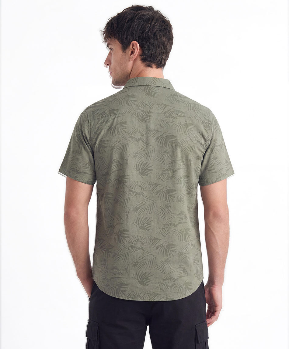 Camisa hombre tropical lino