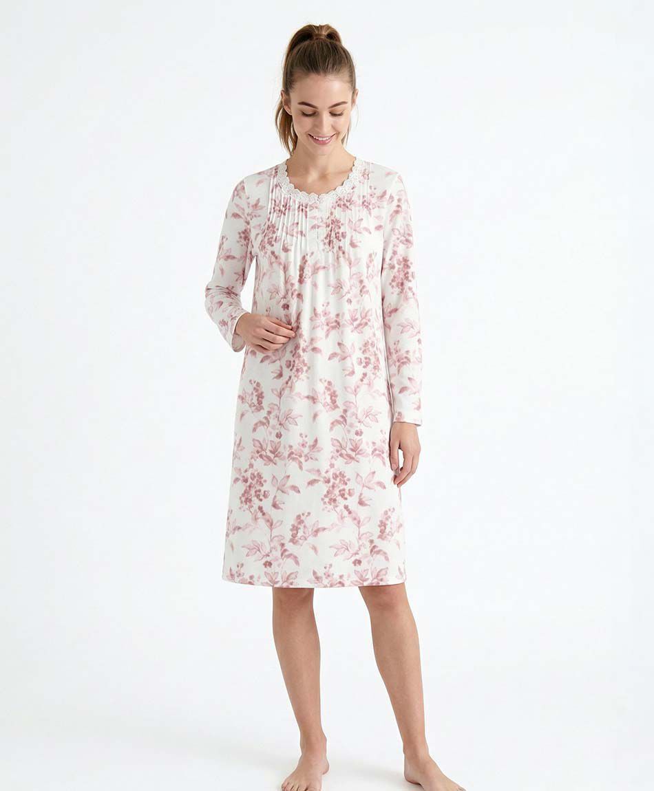 Camis&oacute;n de dormir mujer  polar flores pink
