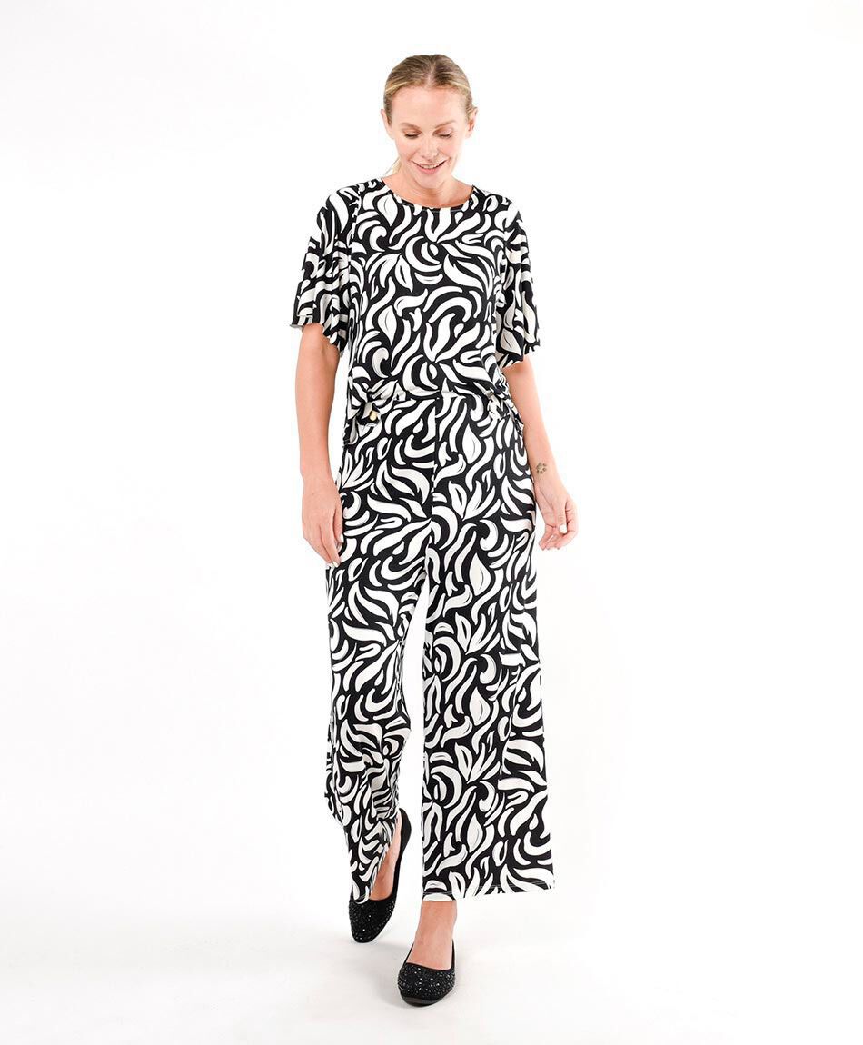 Remera mujer estampada bicolor