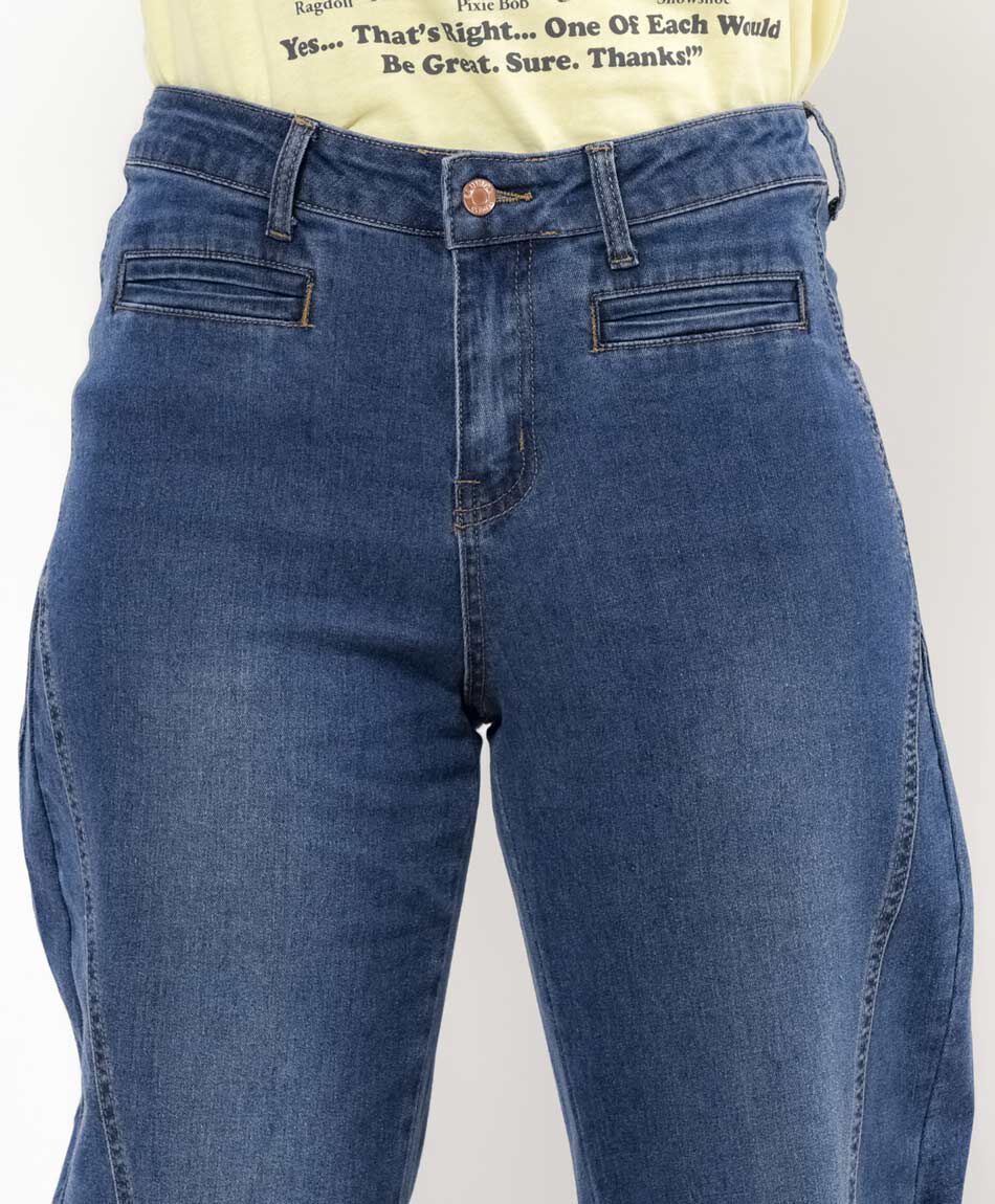 Jeans mujer bolsillos laterales wide