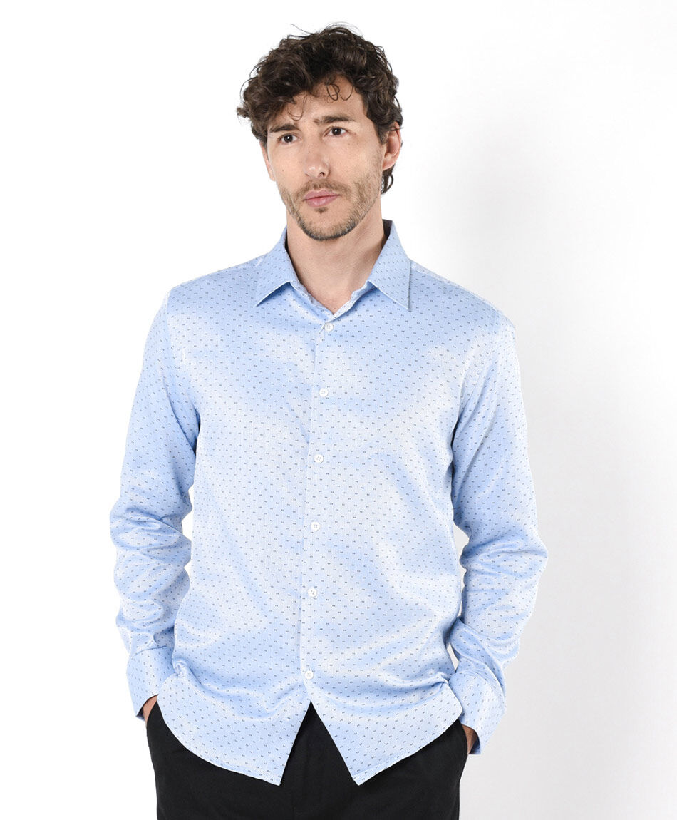 Camisa hombre puntos celeste