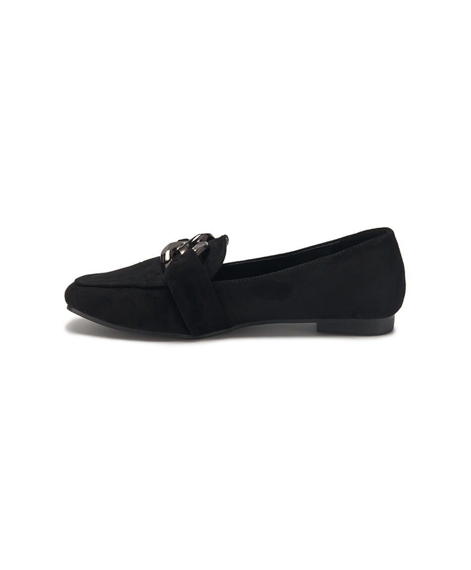 Mocas&iacute;n mujer negro hebilla