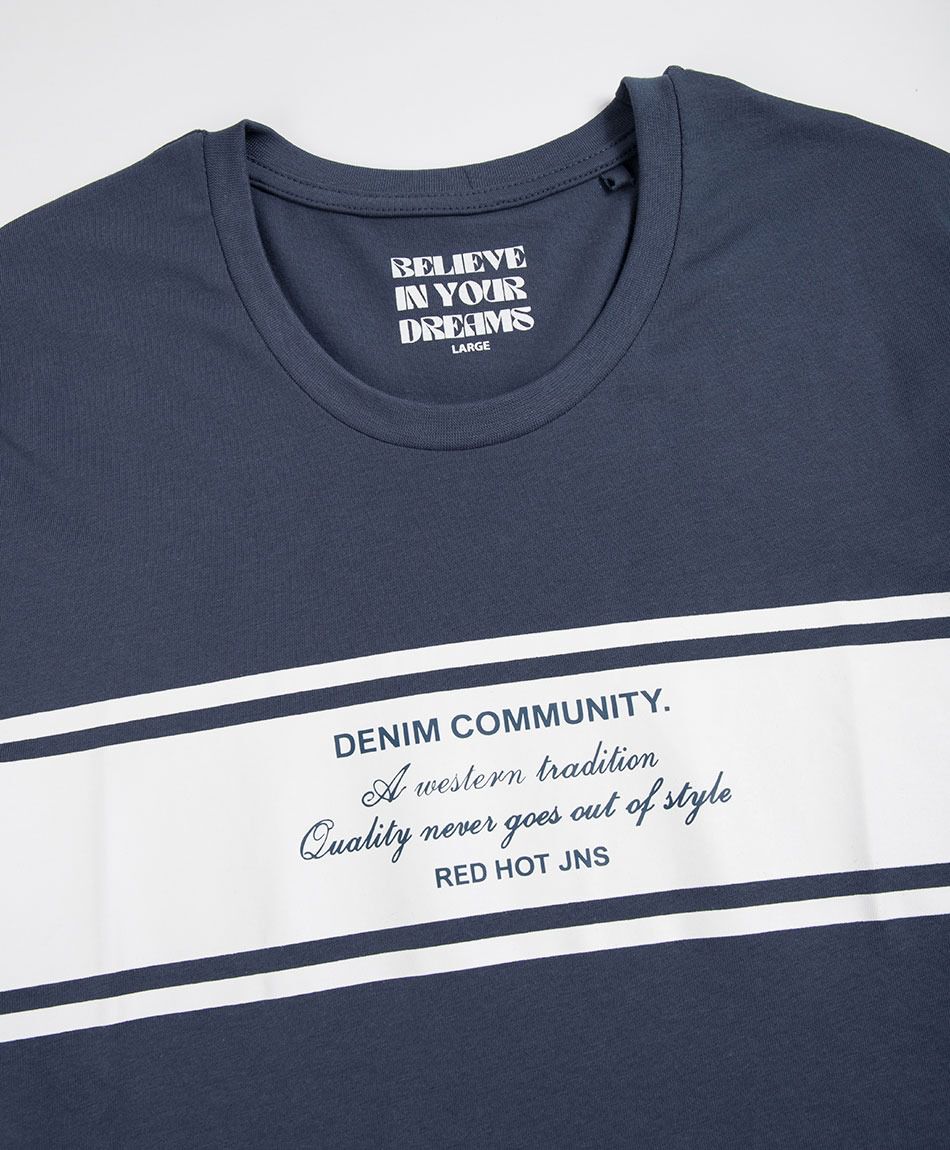 Remera hombre franja denim community