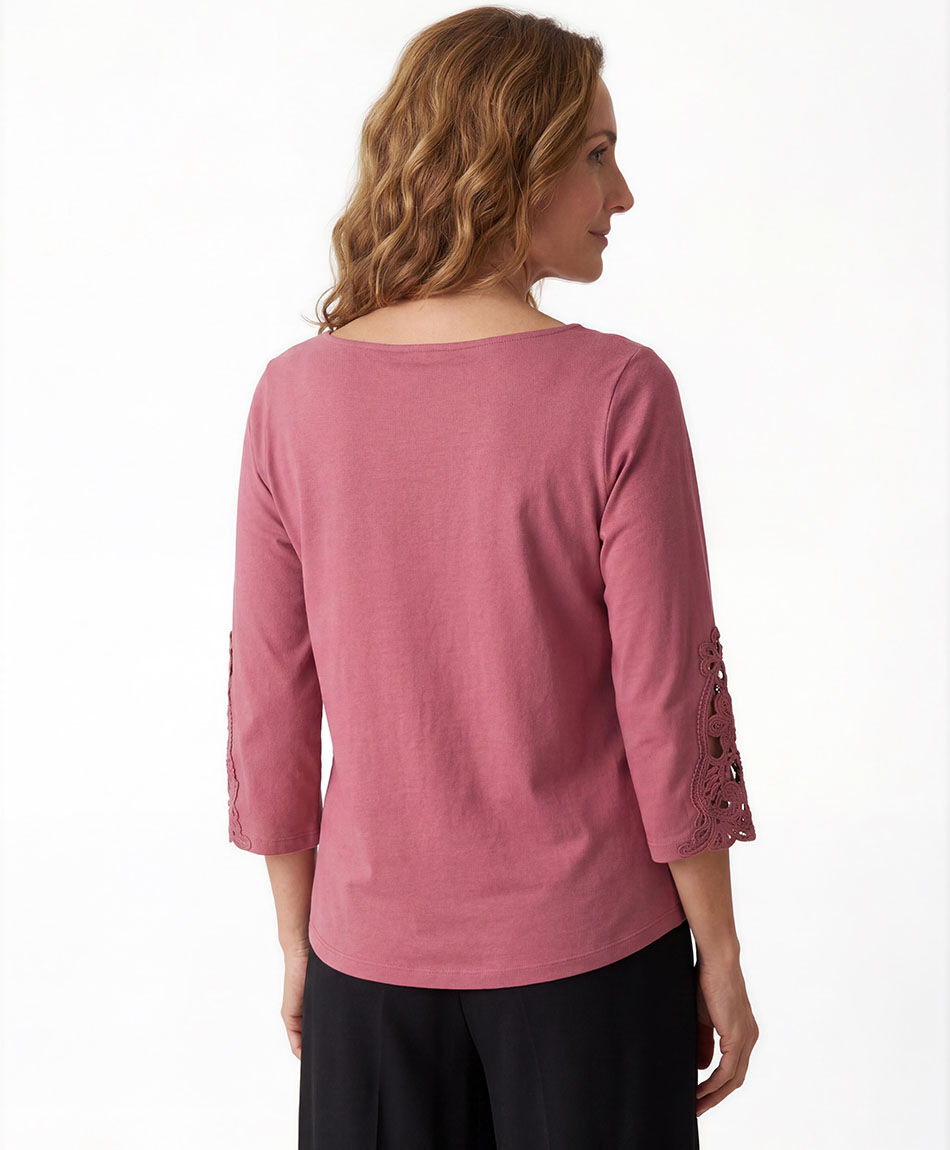 Remera mujer encaje manga