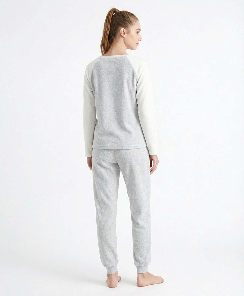 Pijama mujer coral oso pompones