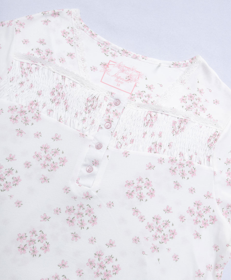 Camisa de dormir mujer flores rosadas