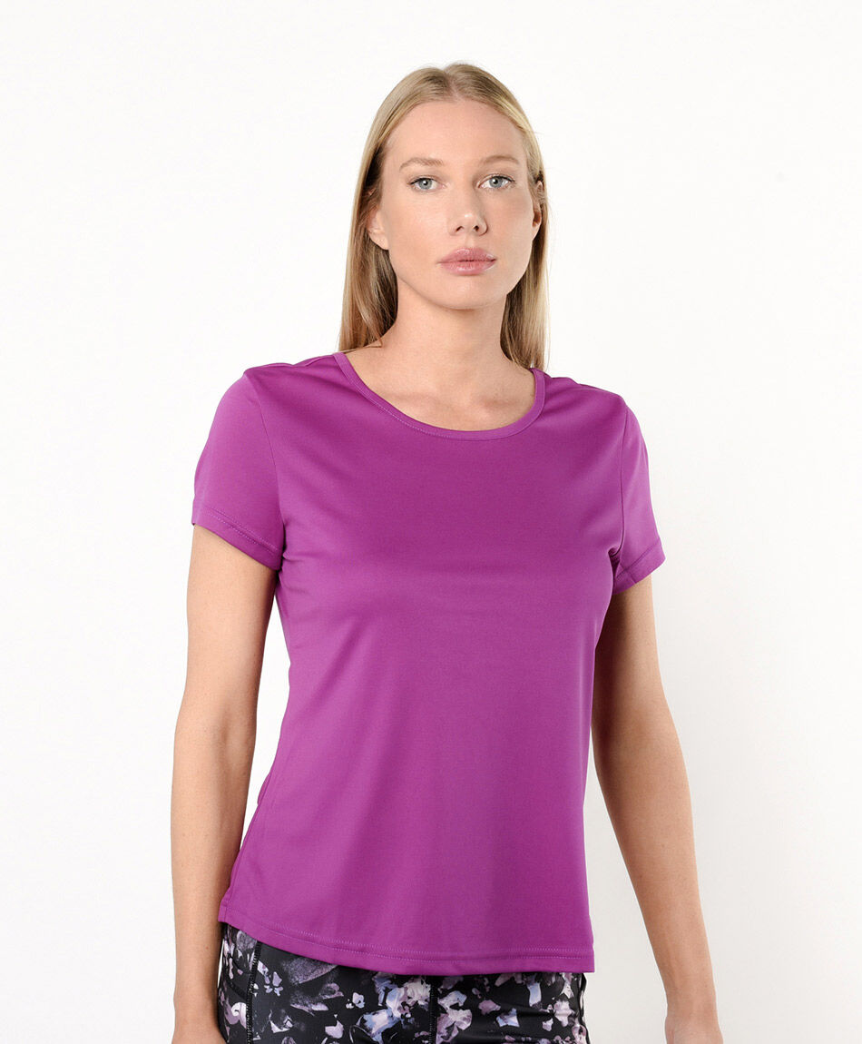 Remera deportiva mujer lisa cruzada en espalda