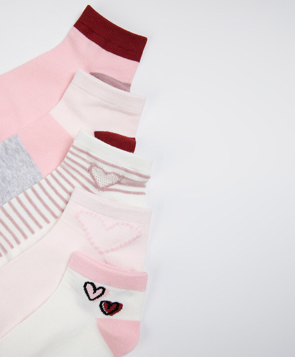 Pack 5 medias mujer cortos lineas y corazones