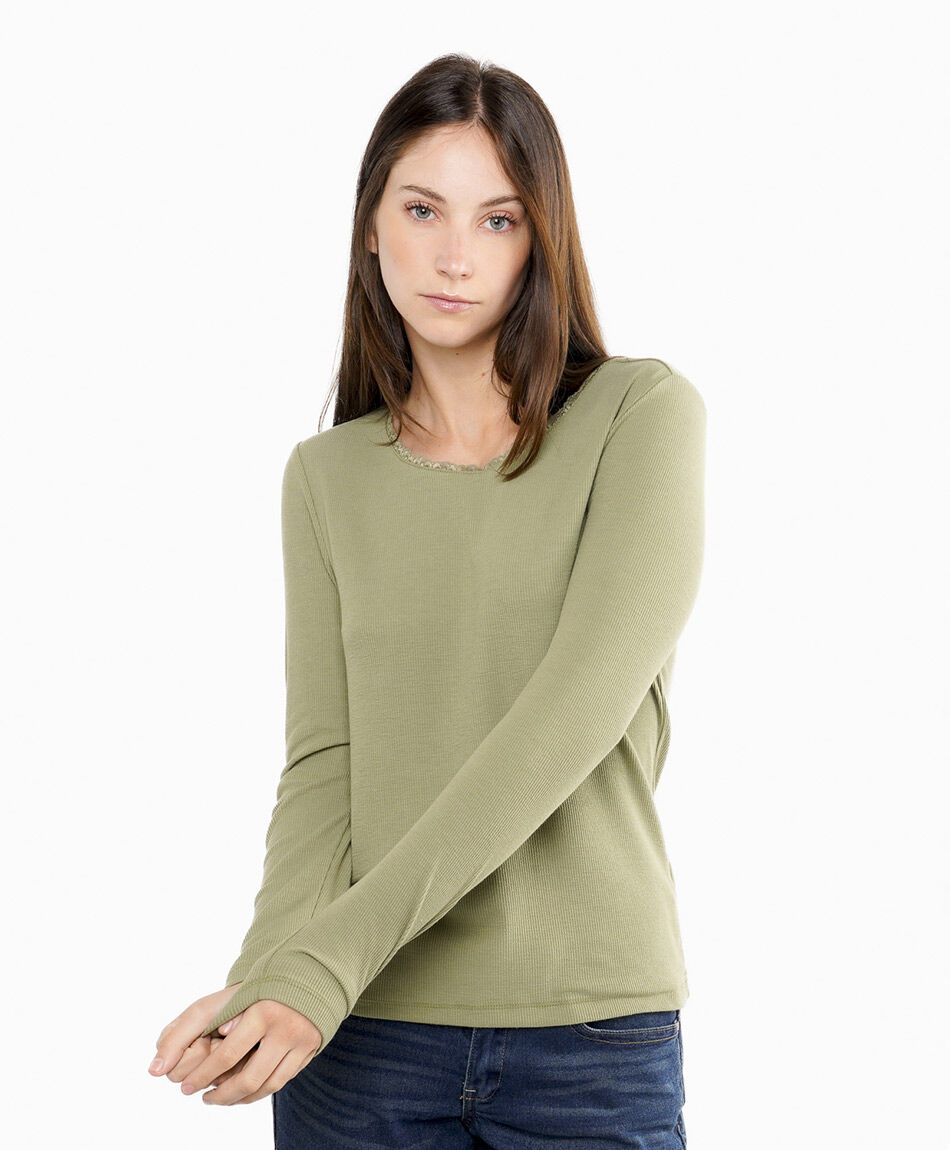 Remera mujer ib con encaje green