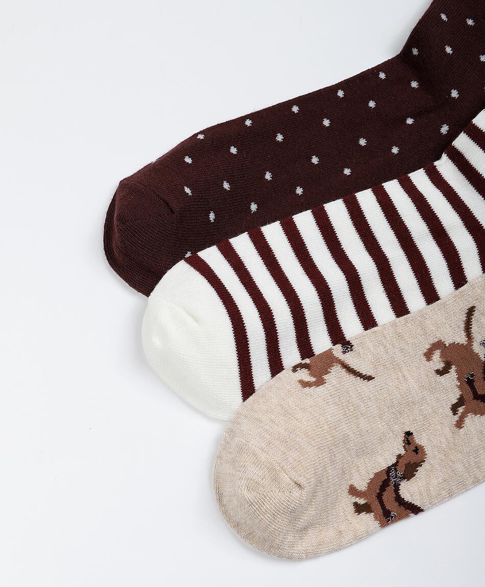 Pack 3 medias mujer medium brown