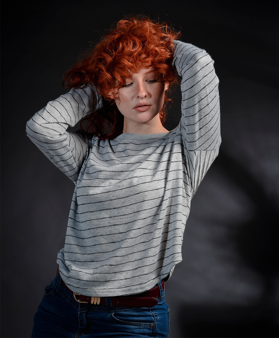 Remera mujer l&iacute;neas melange