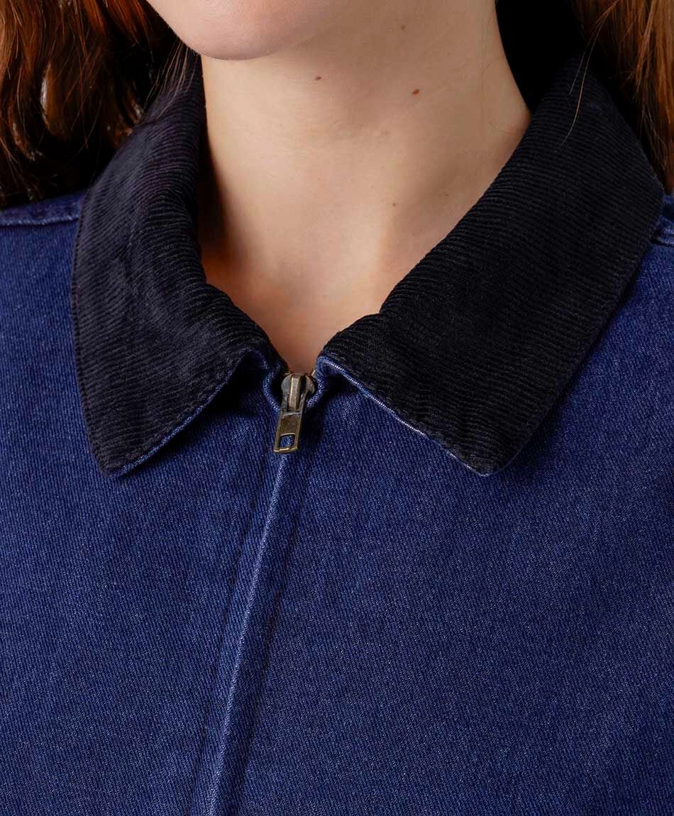 Campera mujer denim cuello corderoy