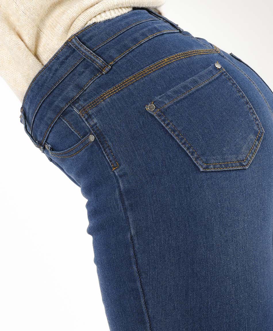 Jeans mujer pretina doble skinny fit