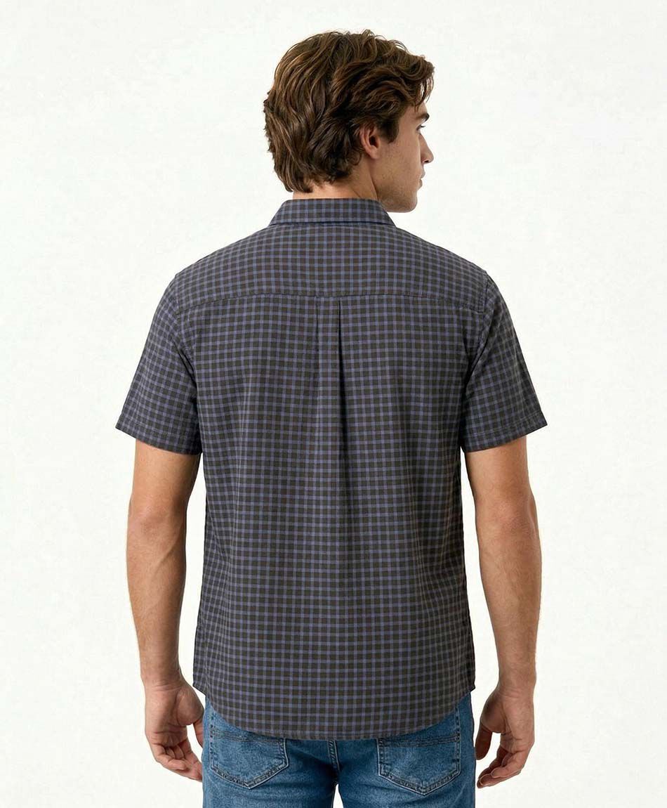 Camisa hombre cuadros manga corta