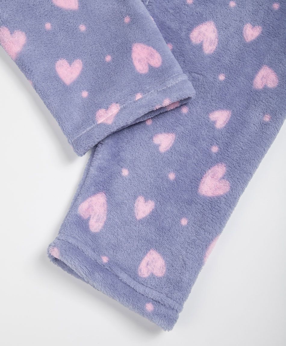 Pijama ni&ntilde;a coral  corazones morado