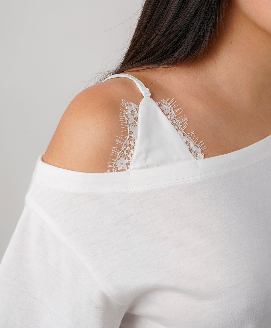 Remera mujer encaje doble