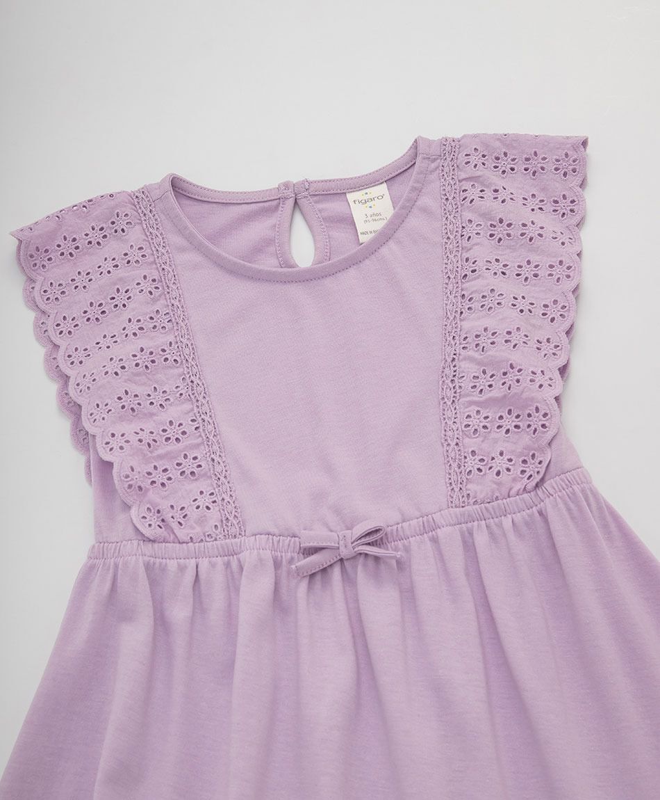 Vestido beb&eacute; broderie morado