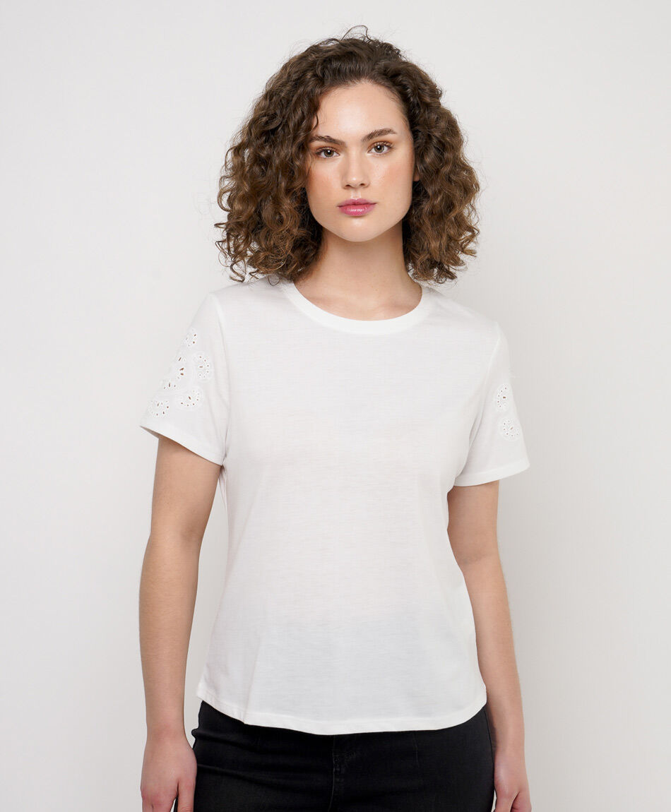 Remera mujer mangas dise&ntilde;o calado