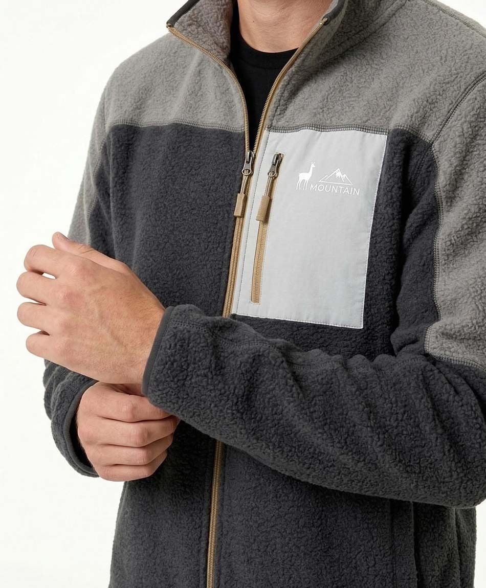 Campera hombre polar bicolor bolsillo