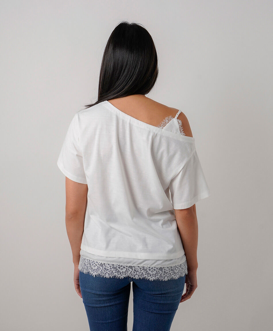 Remera mujer encaje doble