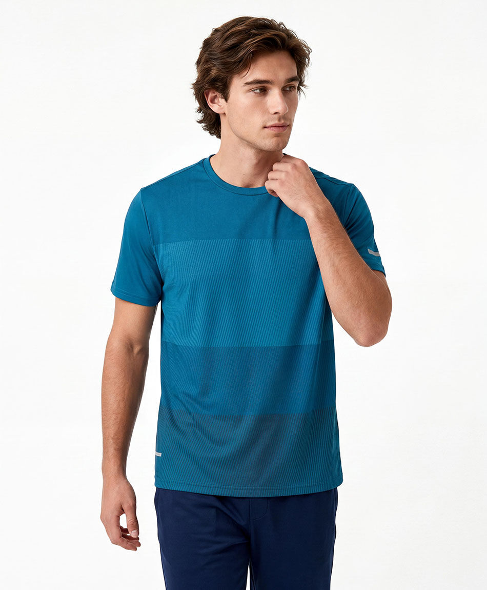 Remera deportiva hombre l&iacute;neas turquesa