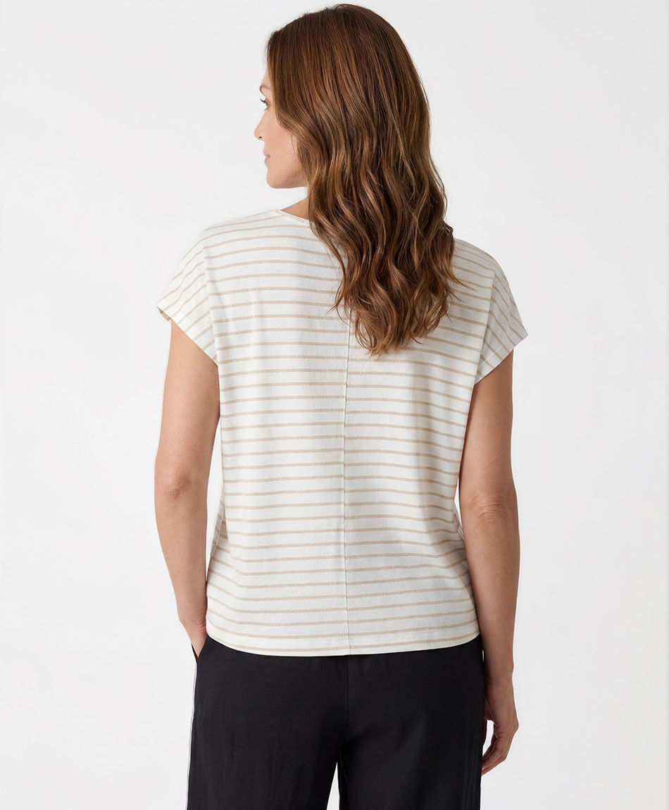 Remera mujer rayas doradas