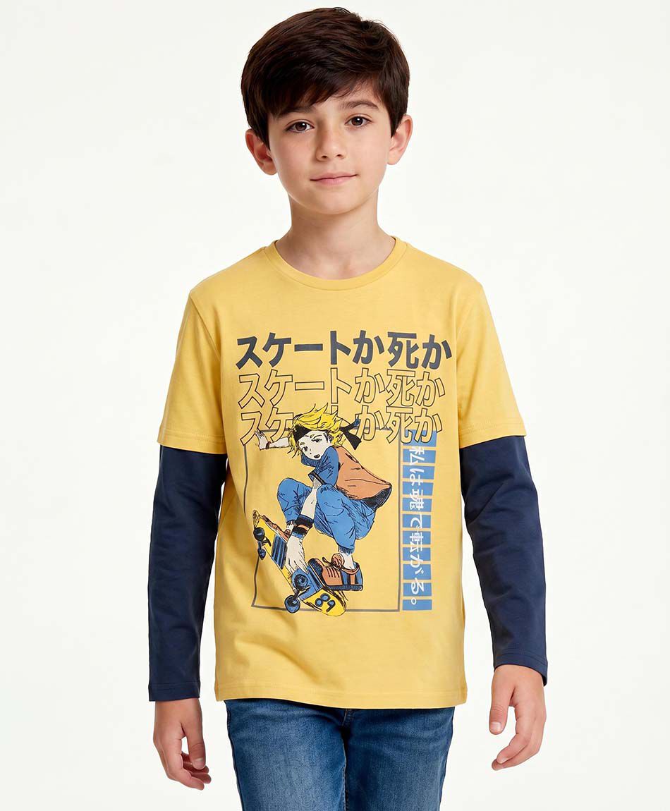 Remera ni&ntilde;o manga larga anime