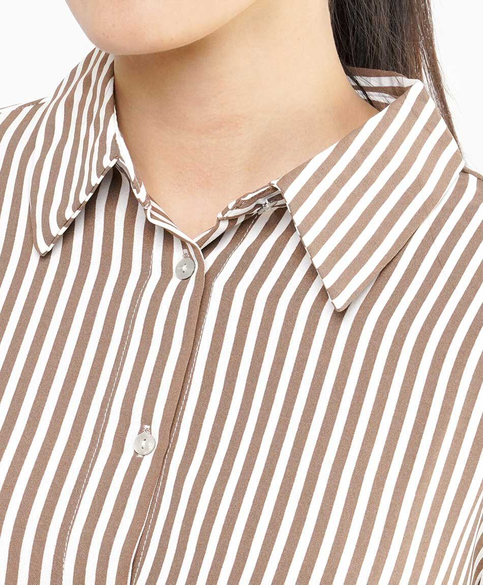 Camisa mujer camisera l&iacute;neas brown