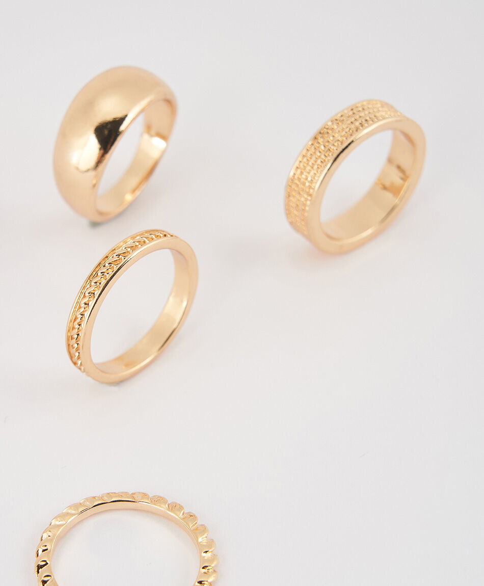 Set 5 anillos mujer dorados