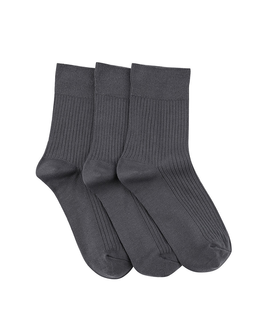 Pack 3 medias escolar algod&oacute;n gris