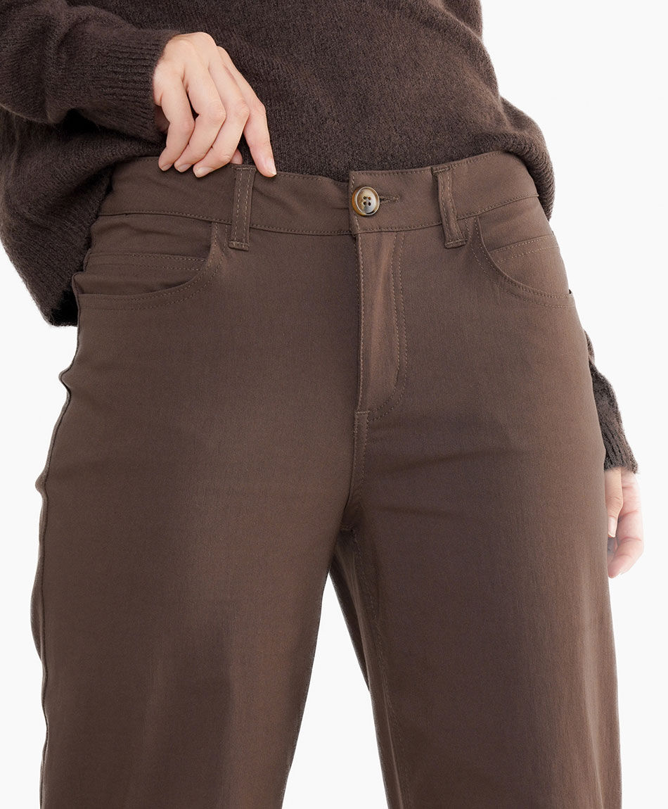 Pantal&oacute;n mujer caf&eacute; wide leg