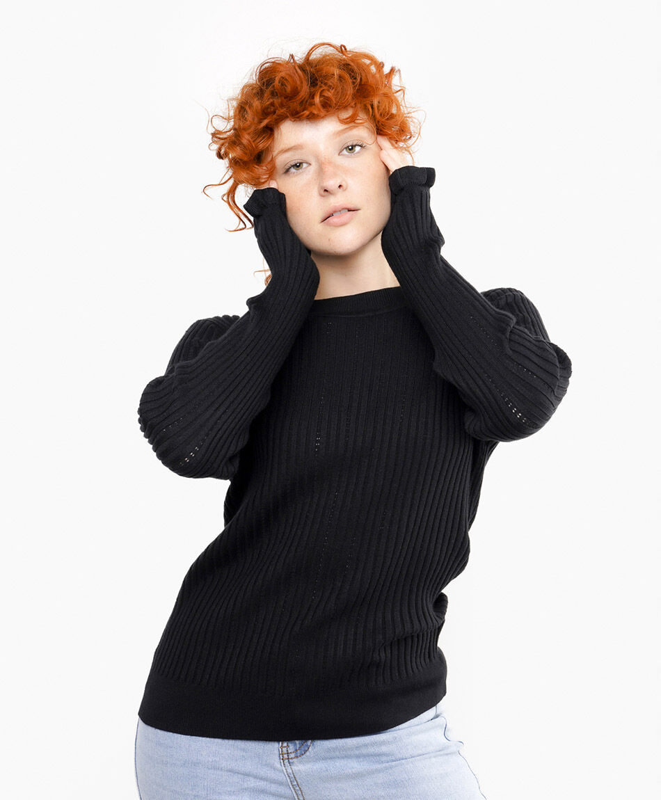 Sweater mujer texturizado negro