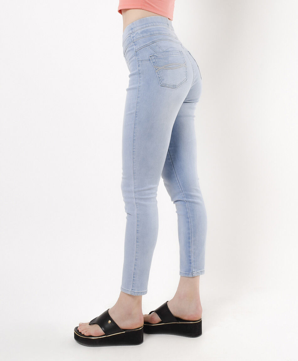 Jeans mujer leggins doble pretina skinny fit