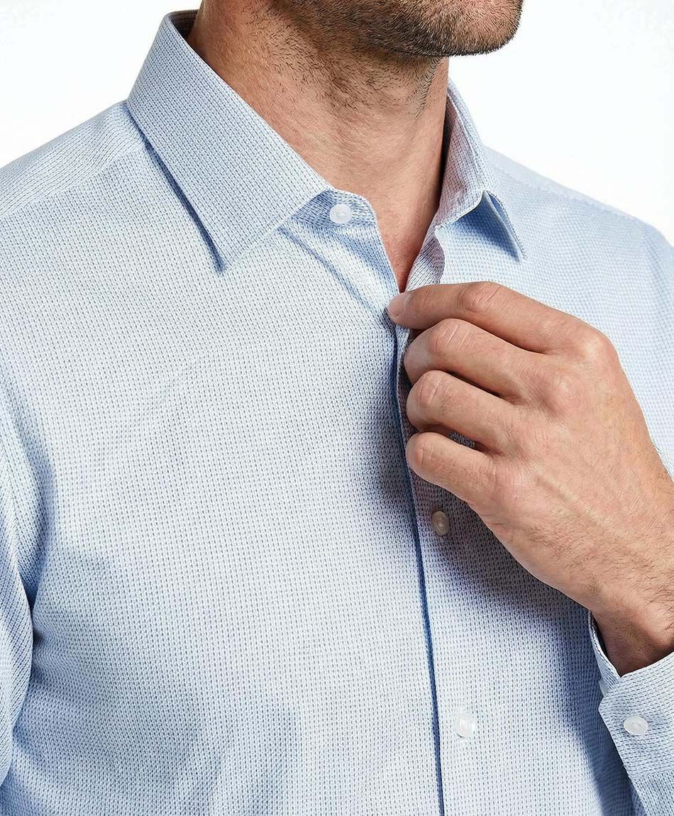 Camisa hombre manga larga lisa celeste