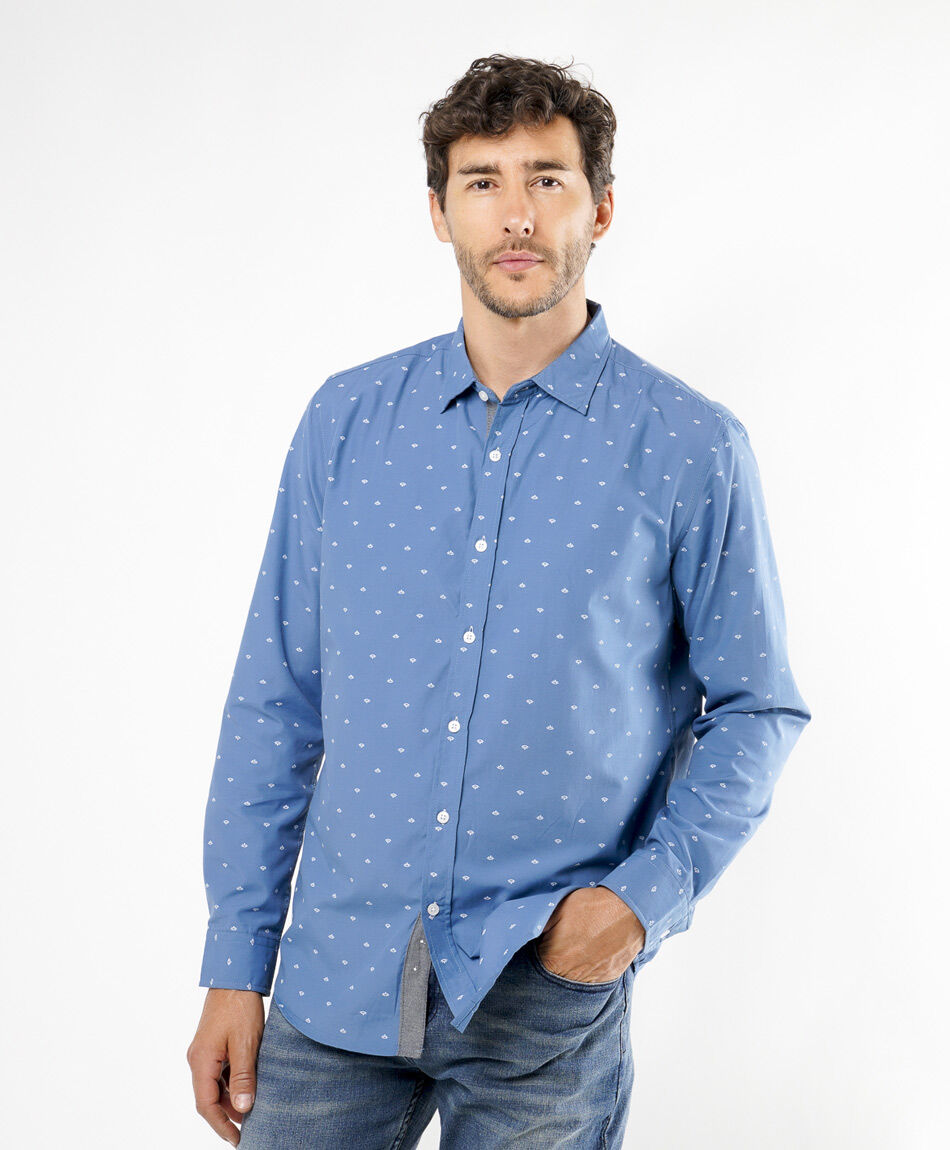 Camisa hombre celeste print