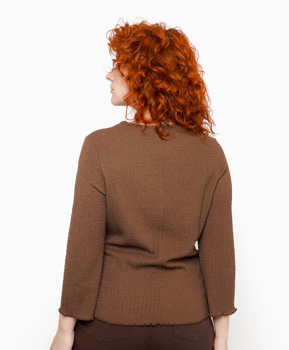 Remera mujer jacquard brown