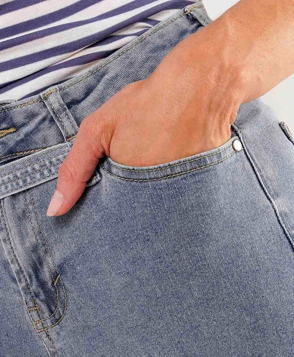 Jeans mujer desgaste cintur&oacute;n skinny fit