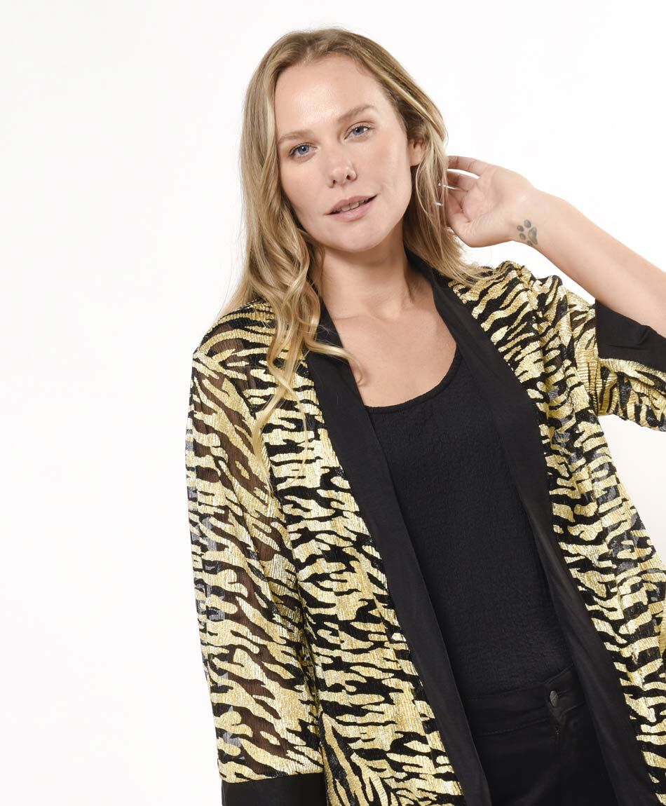 Tapado mujer animal print foil