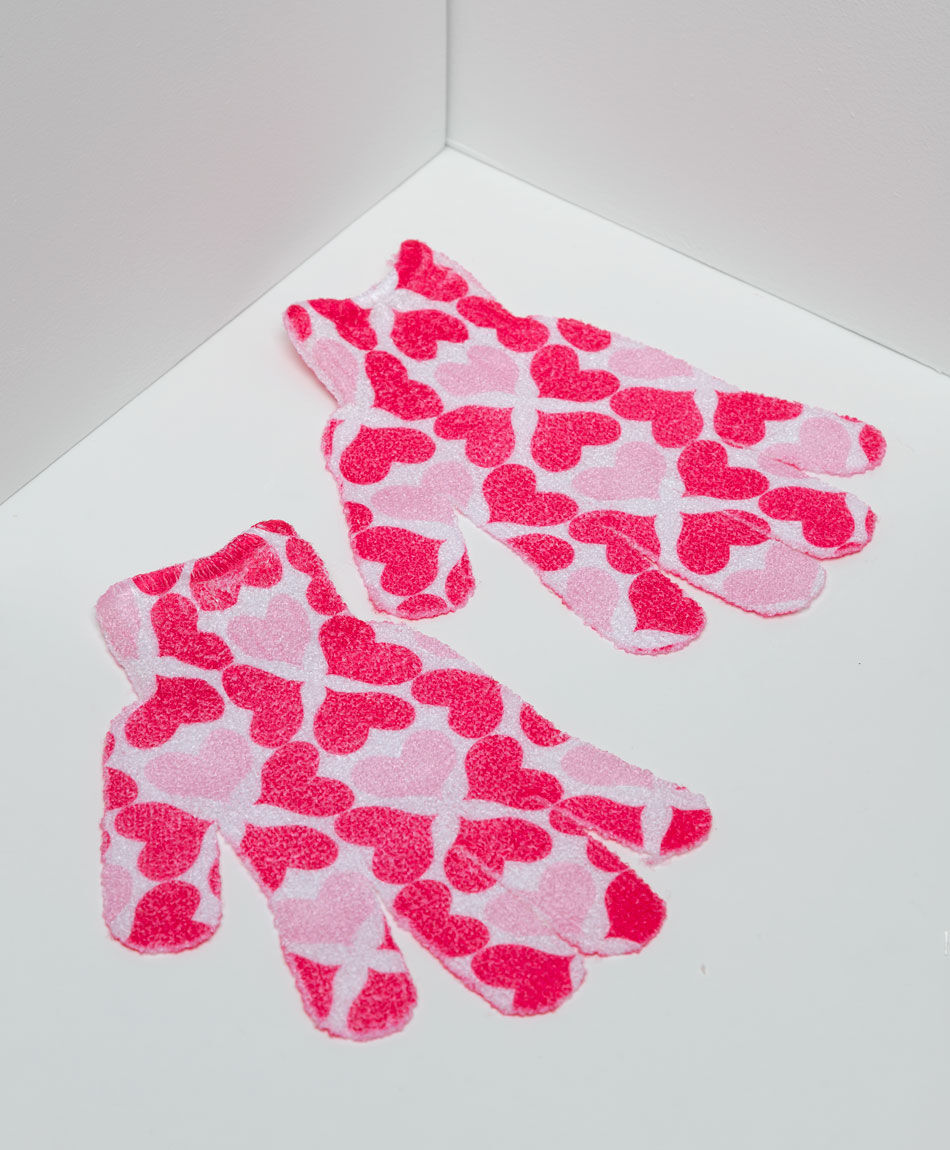 Set 2 guantes exfoliantes corazones