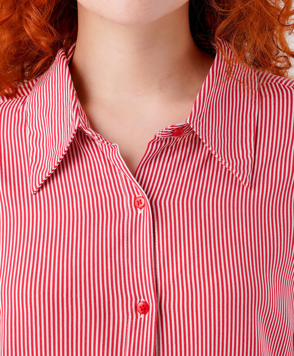 Camisa mujer camisera l&iacute;neas roja