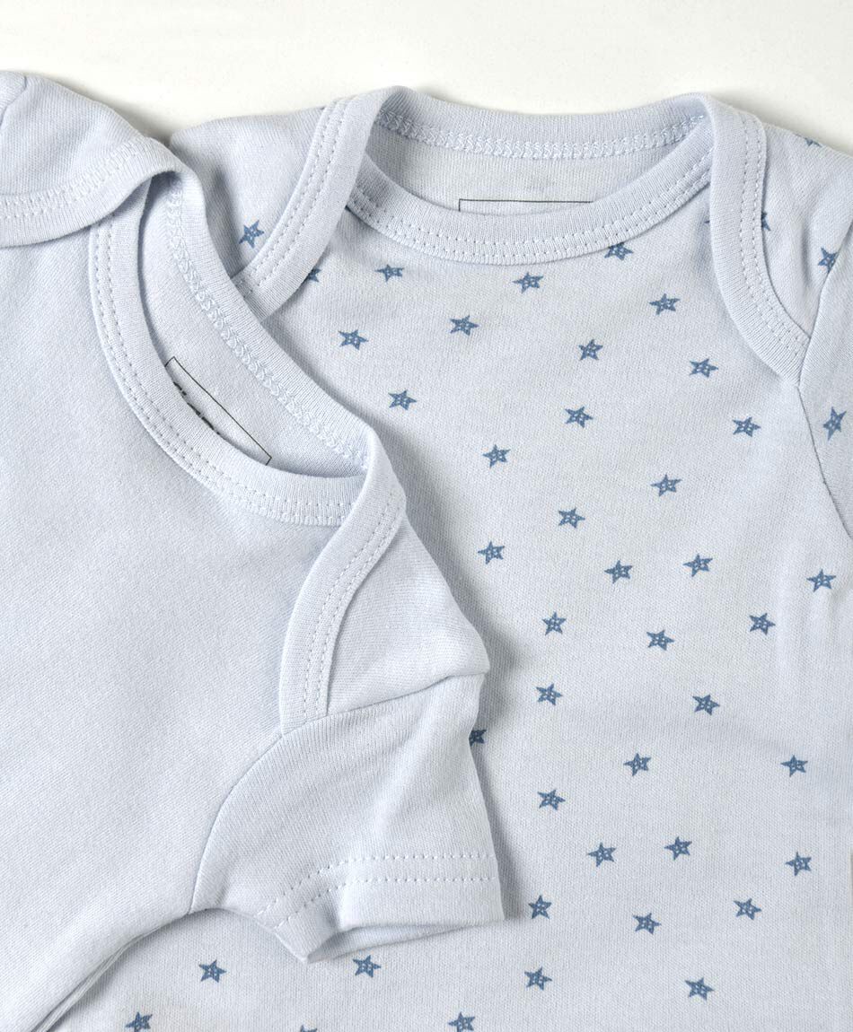 Pack 2 bodies beb&eacute; azul liso y estrellas