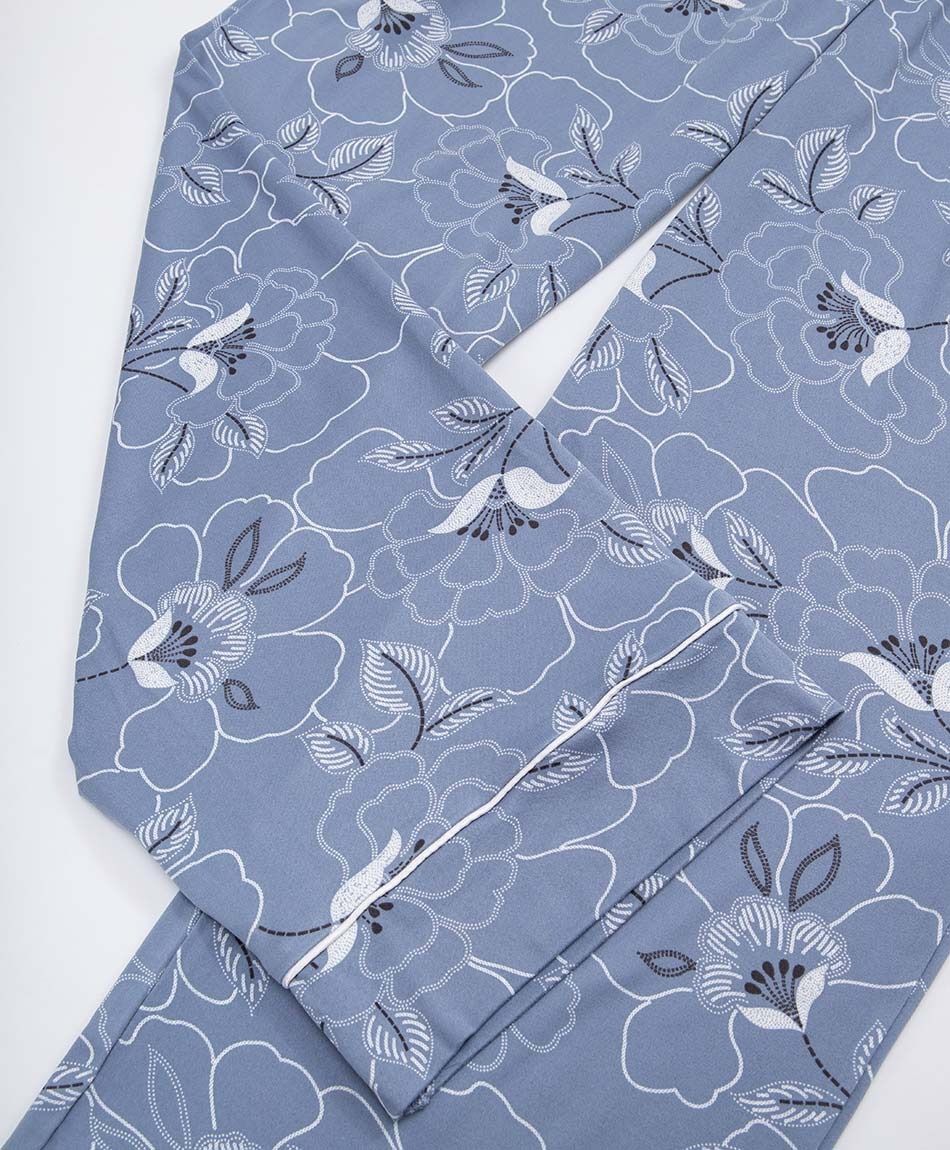 Pijama mujer camisero floreado azul