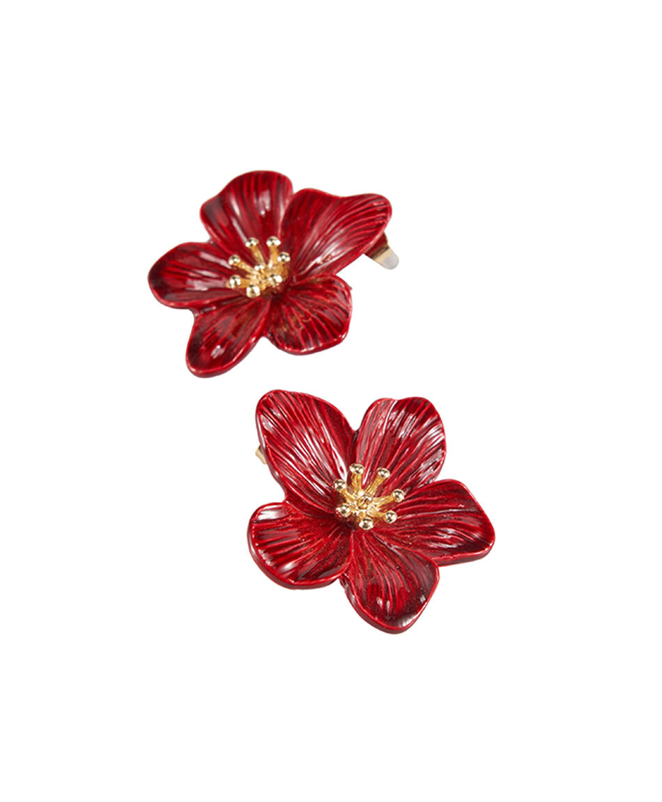 Aros mujer flores rojas