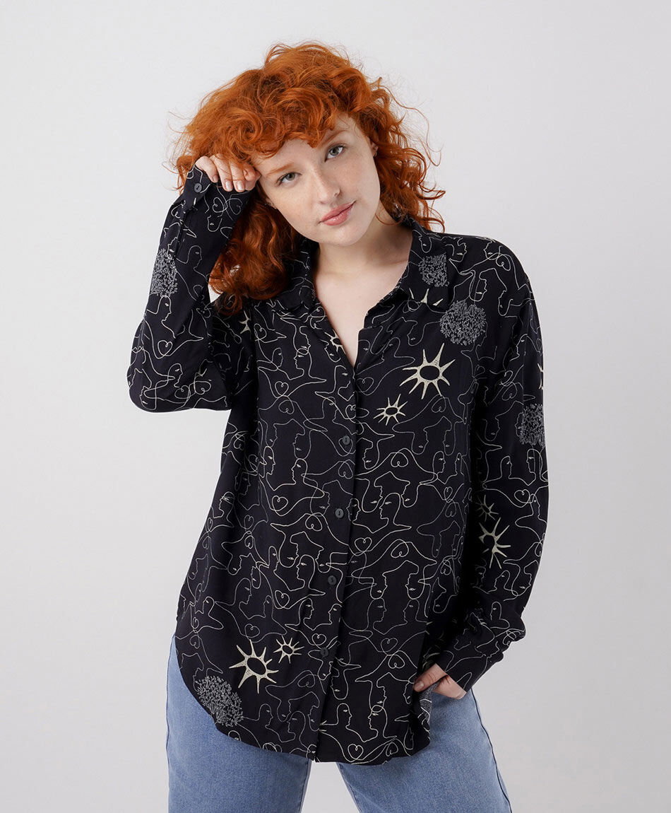 Camisa mujer print caras