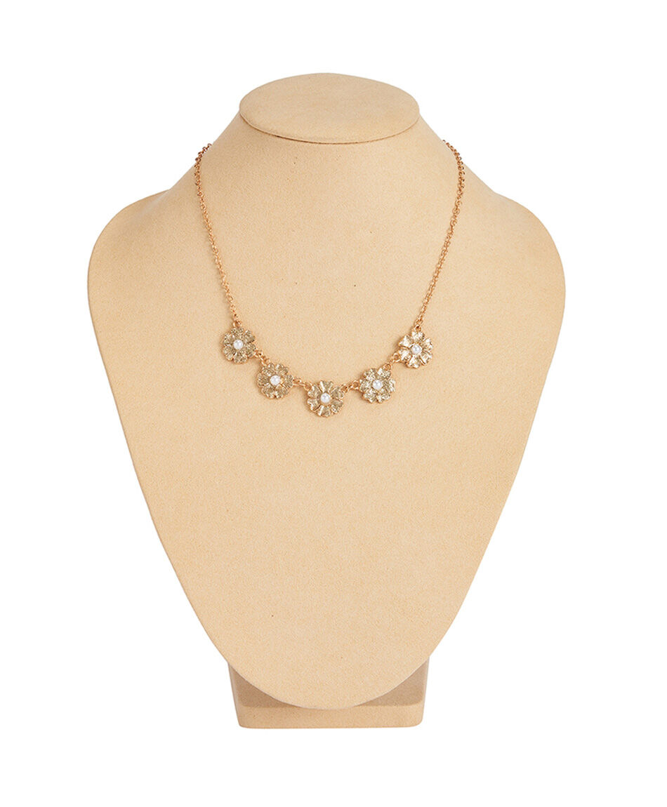 Collar mujer flores y perlas