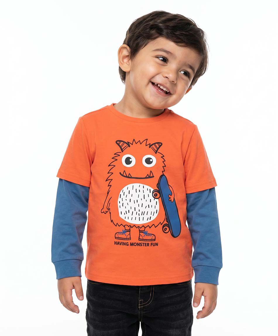 Remera beb&eacute; manga larga monstruo