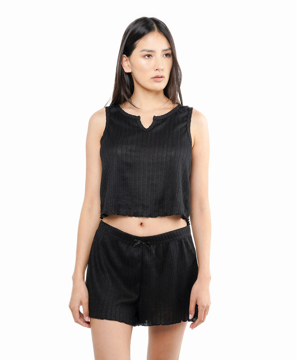 Pijama mujer short jacquard