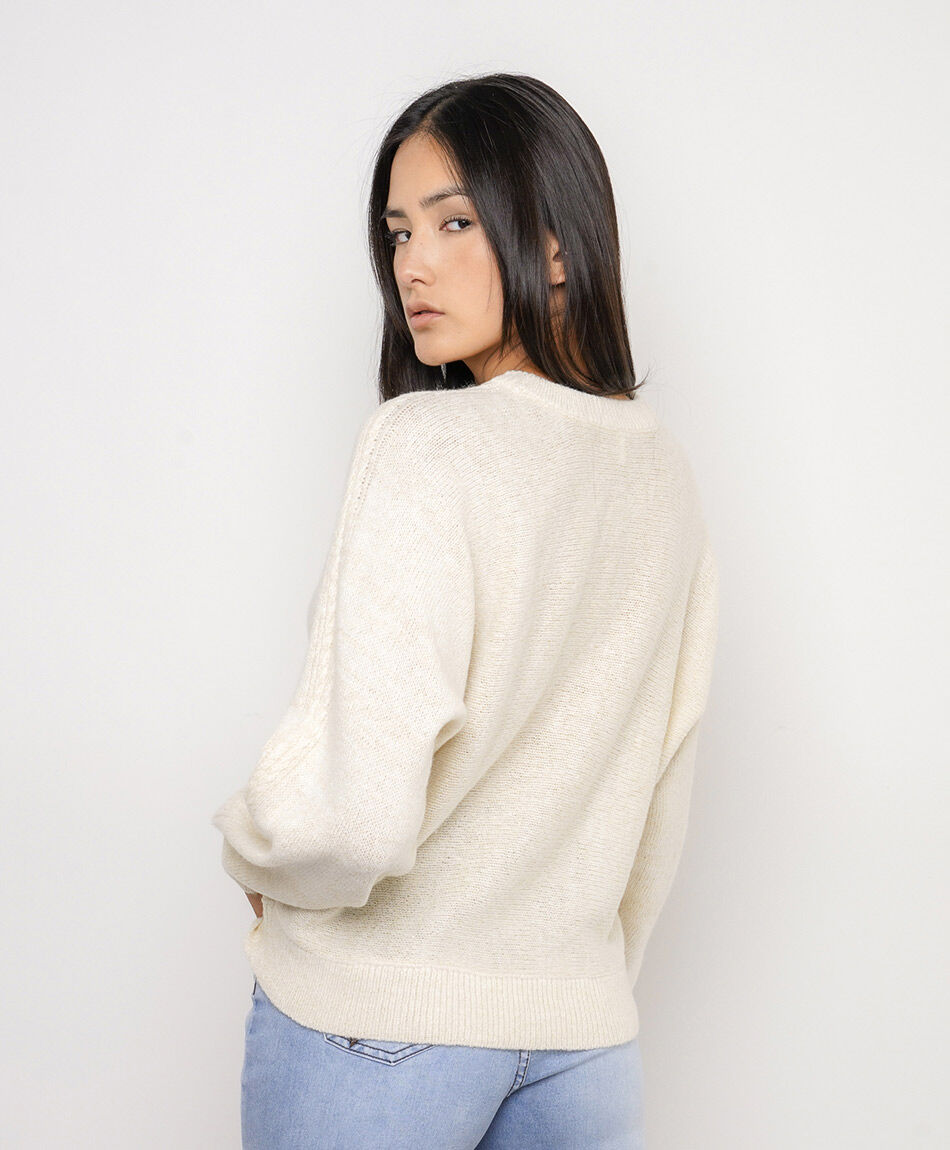 Sweater mujer cuello redondo white